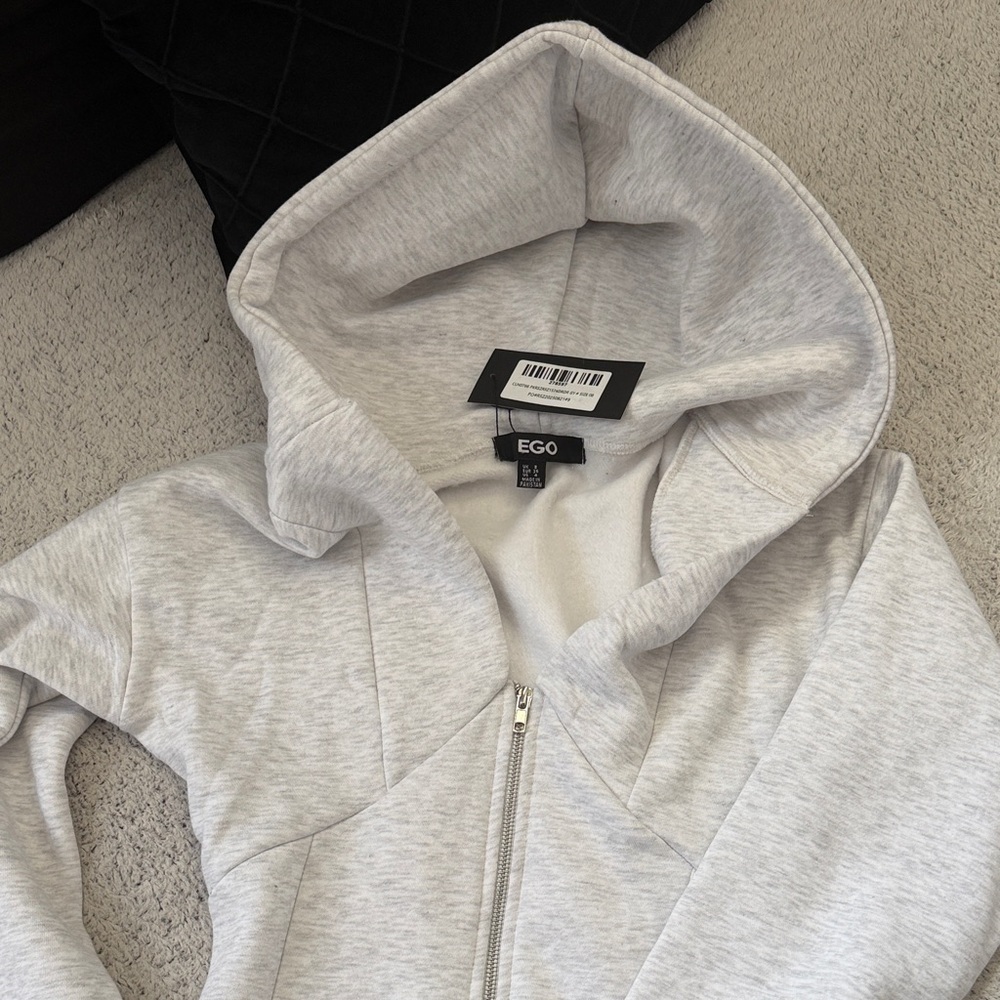 EGO White Long Sleeve Zip Front Hoodie Dress - Picture 3 of 4